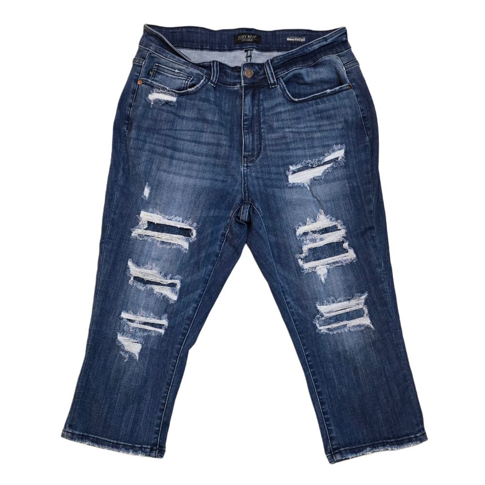 Judy Blue Capri Jeans Plus Size 14W Dark Wash Stretch Denim Skinny Fit Crop